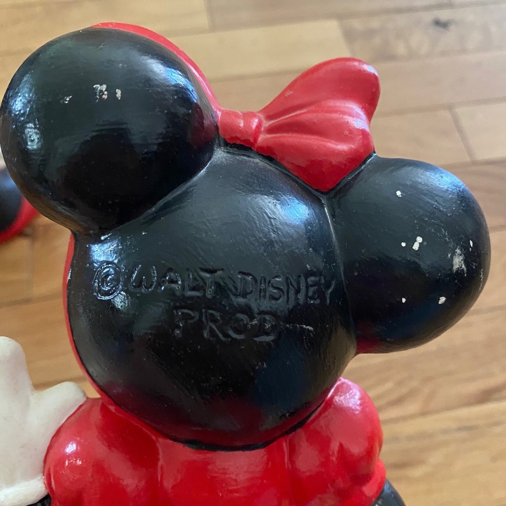 Vintage Mickey and Minnie Mouse Figurine Set Walt Disney Productions Red Black - Picture 4 of 8